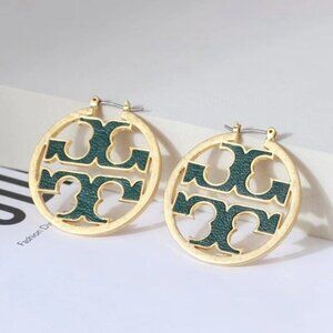 Tory Burch gold and green earrings